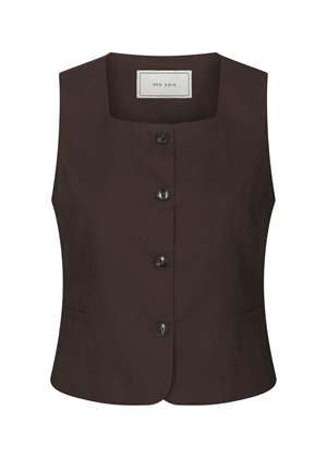 Yula linen waistcoat Dark Brown Neo Noir 